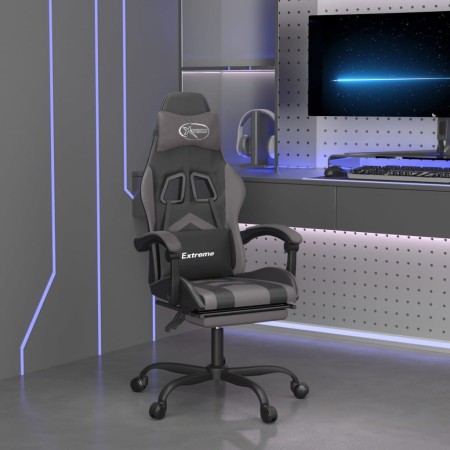 Silla gaming con reposapiés cuero sintético negro gris en Sillas gaming | Comprar online en Foro24