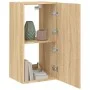 Mueble de TV de pared con luces LED roble Sonoma 40,5x35x80 cm de , Muebles TV - Ref: Foro24-837262, Precio: 57,35 €, Descuen...