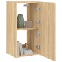 Wandmontierter TV-Schrank mit LED-Leuchten Sonoma-Eiche 40,5x35x80 cm von , TV-Möbel - Ref: Foro24-837262, Preis: 58,09 €, Ra...