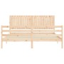 Double bed frame with solid wood headboard by , Beds and slatted bases - Ref: Foro24-3194781, Price: 186,38 €, Discount: %