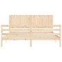 Estructura de cama de matrimonio con cabecero madera maciza de , Camas y somieres - Ref: Foro24-3194781, Precio: 183,54 €, De...