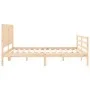Double bed frame with solid wood headboard by , Beds and slatted bases - Ref: Foro24-3194781, Price: 183,57 €, Discount: %