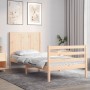 Single bed frame with solid wood headboard by , Beds and slatted bases - Ref: Foro24-3194466, Price: 106,13 €, Discount: %