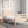 Single bed frame with solid wood headboard by , Beds and slatted bases - Ref: Foro24-3194466, Price: 104,64 €, Discount: %