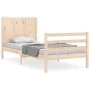 Single bed frame with solid wood headboard by , Beds and slatted bases - Ref: Foro24-3194466, Price: 104,64 €, Discount: %