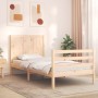 Single bed frame with solid wood headboard by , Beds and slatted bases - Ref: Foro24-3194466, Price: 106,13 €, Discount: %