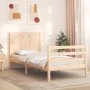 Single bed frame with solid wood headboard by , Beds and slatted bases - Ref: Foro24-3194466, Price: 104,64 €, Discount: %