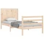 Single bed frame with solid wood headboard by , Beds and slatted bases - Ref: Foro24-3194466, Price: 104,64 €, Discount: %