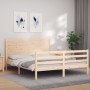 Bed frame with solid wood headboard 160x200 cm by , Beds and slatted bases - Ref: Foro24-3194646, Price: 173,62 €, Discount: %