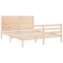 Bed frame with solid wood headboard 160x200 cm by , Beds and slatted bases - Ref: Foro24-3194646, Price: 173,62 €, Discount: %