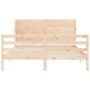 Bed frame with solid wood headboard 160x200 cm by , Beds and slatted bases - Ref: Foro24-3194646, Price: 173,62 €, Discount: %