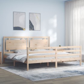 Doppelbettgestell mit Kopfteil aus Massivholz von , Betten und Lattenroste - Ref: Foro24-3194066, Preis: 186,03 €, Rabatt: %