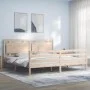 Estructura de cama de matrimonio con cabecero madera maciza de , Camas y somieres - Ref: Foro24-3194066, Precio: 183,19 €, De...