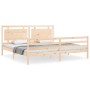 Double bed frame with solid wood headboard by , Beds and slatted bases - Ref: Foro24-3194066, Price: 186,03 €, Discount: %