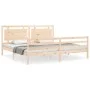 Double bed frame with solid wood headboard by , Beds and slatted bases - Ref: Foro24-3194066, Price: 183,22 €, Discount: %
