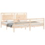 Double bed frame with solid wood headboard by , Beds and slatted bases - Ref: Foro24-3194066, Price: 186,03 €, Discount: %