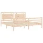 Double bed frame with solid wood headboard by , Beds and slatted bases - Ref: Foro24-3194066, Price: 183,22 €, Discount: %