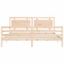 Double bed frame with solid wood headboard by , Beds and slatted bases - Ref: Foro24-3194066, Price: 186,03 €, Discount: %