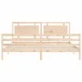 Double bed frame with solid wood headboard by , Beds and slatted bases - Ref: Foro24-3194066, Price: 183,22 €, Discount: %