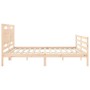 Double bed frame with solid wood headboard by , Beds and slatted bases - Ref: Foro24-3194066, Price: 186,03 €, Discount: %