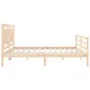 Double bed frame with solid wood headboard by , Beds and slatted bases - Ref: Foro24-3194066, Price: 183,22 €, Discount: %