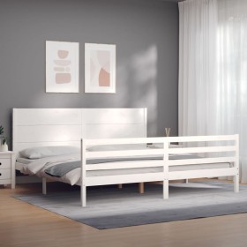 Doppelbettgestell mit weißem Massivholz-Kopfteil von , Betten und Lattenroste - Ref: Foro24-3194652, Preis: 217,34 €, Rabatt: %