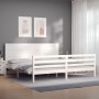 Doppelbettgestell mit weißem Massivholz-Kopfteil von , Betten und Lattenroste - Ref: Foro24-3194652, Preis: 217,34 €, Rabatt: %