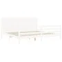 Double bed frame with white solid wood headboard by , Beds and slatted bases - Ref: Foro24-3194652, Price: 210,94 €, Discount: %