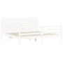 Estructura cama de matrimonio con cabecero madera maciza blanco de , Camas y somieres - Ref: Foro24-3194652, Precio: 217,34 €...
