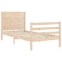 Single bed frame with solid wood headboard by , Beds and slatted bases - Ref: Foro24-3194596, Price: 111,25 €, Discount: %