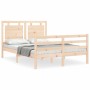 Double bed frame with solid wood headboard by , Beds and slatted bases - Ref: Foro24-3194026, Price: 155,50 €, Discount: %
