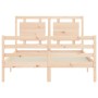 Double bed frame with solid wood headboard by , Beds and slatted bases - Ref: Foro24-3194026, Price: 155,50 €, Discount: %