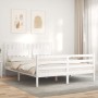 Doppelbettgestell mit weißem Massivholz-Kopfteil von , Betten und Lattenroste - Ref: Foro24-3194317, Preis: 158,27 €, Rabatt: %