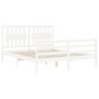 Double bed frame with white solid wood headboard by , Beds and slatted bases - Ref: Foro24-3194317, Price: 158,27 €, Discount: %
