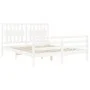 Double bed frame with white solid wood headboard by , Beds and slatted bases - Ref: Foro24-3194317, Price: 156,30 €, Discount: %