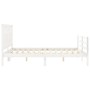 Double bed frame with white solid wood headboard by , Beds and slatted bases - Ref: Foro24-3194317, Price: 158,27 €, Discount: %