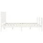 Double bed frame with white solid wood headboard by , Beds and slatted bases - Ref: Foro24-3194317, Price: 156,30 €, Discount: %