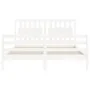 Double bed frame with white solid wood headboard by , Beds and slatted bases - Ref: Foro24-3194317, Price: 156,30 €, Discount: %