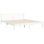 Double bed frame with white solid wood headboard by , Beds and slatted bases - Ref: Foro24-3194317, Price: 158,27 €, Discount: %