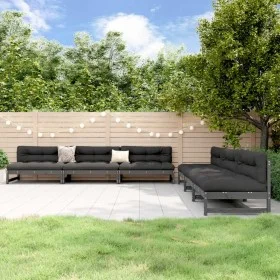 Garden table and high stools 6 pieces solid gray pine wood by , Garden sets - Ref: Foro24-3186608, Price: 645,18 €, Discount: %