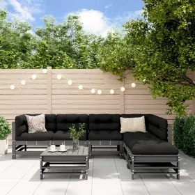 Garden furniture set 7 pieces solid gray pine wood by , Garden sets - Ref: Foro24-3186440, Price: 448,96 €, Discount: %