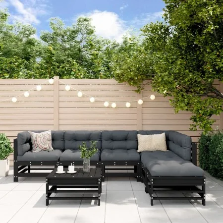 Garden furniture set 7 pieces solid black pine wood by , Garden sets - Ref: Foro24-3186442, Price: 448,96 €, Discount: %
