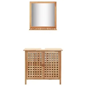 Waschbeckenschrank aus massivem Nussbaumholz mit Spiegel von vidaXL, Badezimmermöbel - Ref: Foro24-247607, Preis: 107,21 €, R...