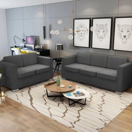 2-teilige Sofagarnitur aus dunkelgrauem Stoff von , Sofas - Ref: Foro24-274214, Preis: 874,03 €, Rabatt: %