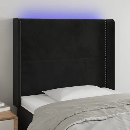 Kopfteil aus schwarzem Samt mit LED 83x16x118/128 cm von , Kopf- und Fußteile - Ref: Foro24-3123940, Preis: 73,97 €, Rabatt: %