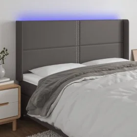 Kopfteil mit LED-grauem Kunstleder 203x16x118/128 cm von , Kopf- und Fußteile - Ref: Foro24-3124020, Preis: 114,41 €, Rabatt: %