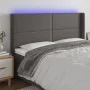 Cabecero con LED cuero sintético gris 203x16x118/128 cm de , Cabeceros y pies de cama - Ref: Foro24-3124020, Precio: 115,02 €...