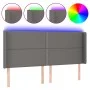 Cabecero con LED cuero sintético gris 203x16x118/128 cm de , Cabeceros y pies de cama - Ref: Foro24-3124020, Precio: 115,02 €...
