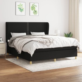 Cama box spring con colchón tela negro 160x200 cm de , Camas y somieres - Ref: Foro24-3128455, Precio: 580,73 €, Descuento: %
