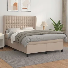 Box spring bed with cappuccino synthetic leather mattress 140x190cm by , Beds and slatted bases - Ref: Foro24-3129032, Price:...